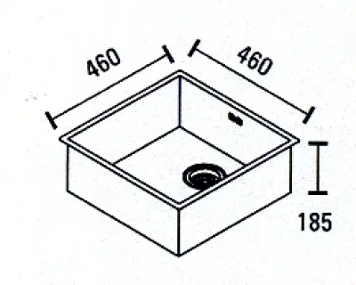 ABK Bingara vierkante rvs spoelbak 46x46cm vlakinbouw onderbouw en opbouw BIN46FVI