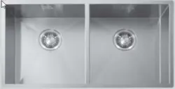 ABK Baronga grote dubbele rvs spoelbak 37x40+37x40 cm vlakinbouw onderbouw en opbouw BAR3737FVI