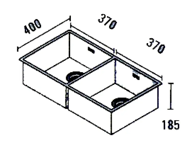 ABK Baronga grote dubbele rvs spoelbak 37x40+37x40 cm vlakinbouw onderbouw en opbouw BAR3737FVI