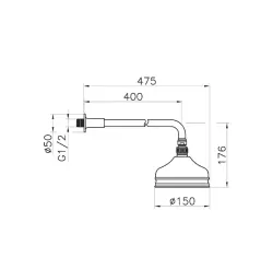 Huber Nostalgische Regendouche 15cm douchekop chroom met muurarm 611.01H.CR
