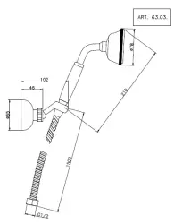 Huber Victorian handdouche met ophanghaak en doucheslang RVS 63.03H.AC