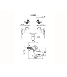 Huber Victorian Thermostatische Badkraan Chroom/Goud VTT270107G