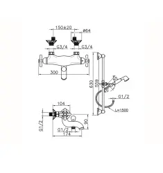 Huber Croisette Badmengkraan met thermostaat Chroom CSS2701021