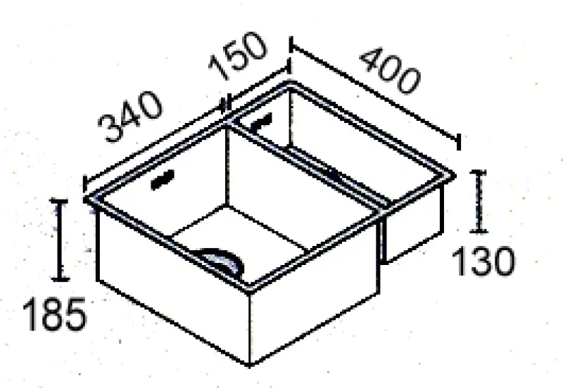 ABK Bingara anderhalve rvs spoelbak 15x40+34x40 cm vlakinbouw onderbouw en opbouw BIN1534FVI