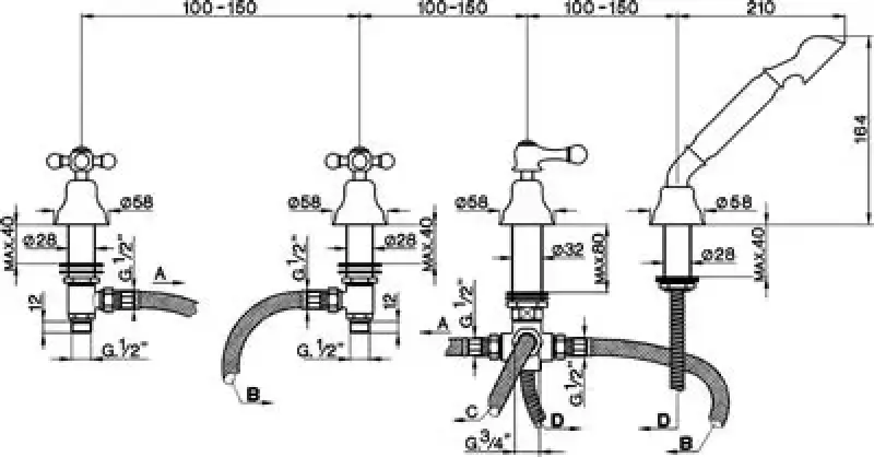 Cisal Arcana Ceramic 4-gats Badmengkraan badrandmontage Goud AC00029024