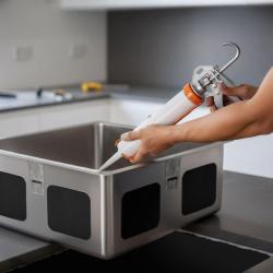 Zuurvrije Siliconen Lijm voor montage onderbouw rvs spoelbakken