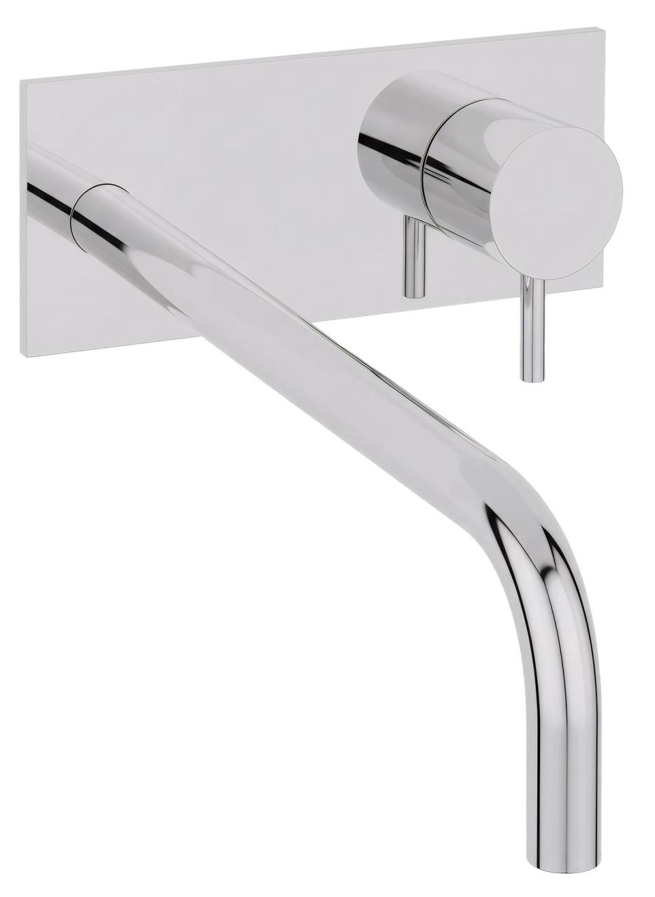 Waterevolution Flow inbouw wastafelkraan met afdekplaat chroom met uitloop 25cm T1161B01-25