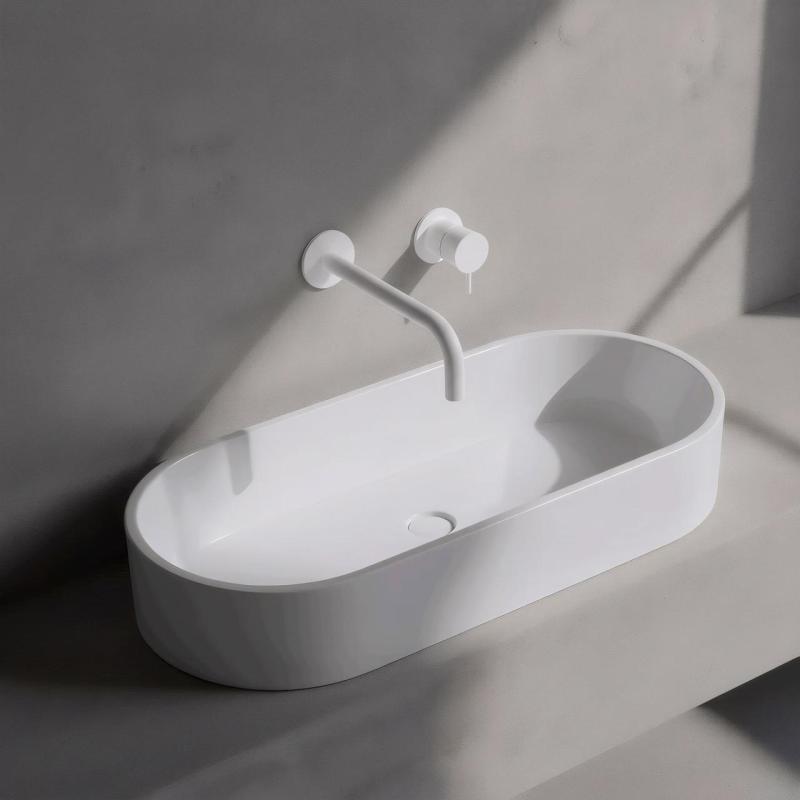 Waterevolution Flow inbouw wastafelkraan mat wit met uitloop 25cm T116BBR-25