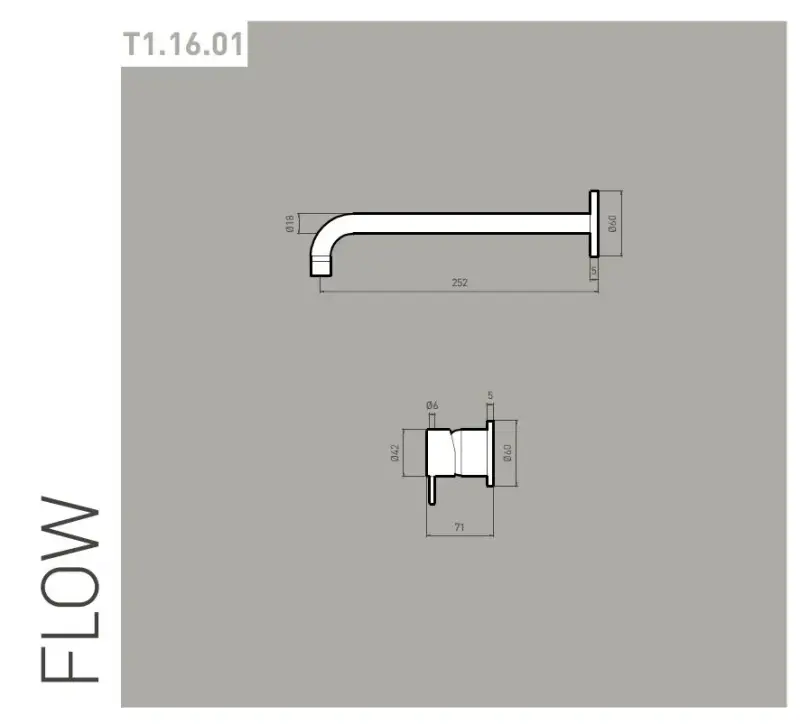 Waterevolution Flow inbouw wastafelkraan mat wit met uitloop 25cm T116BBR-25