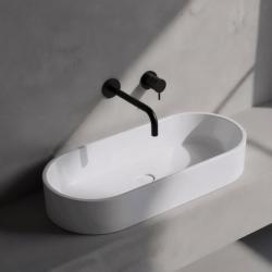 Waterevolution Flow inbouw wastafelkraan mat zwart met uitloop 25cm T116BPR-25