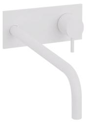 Waterevolution Flow inbouw wastafelkraan met afdekplaat mat wit met uitloop 25cm T1161BBR-25