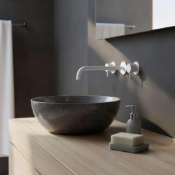 Waterevolution Flow 3-gats inbouw wastafelkraan mat wit met uitloop 25 T1163FBR-25