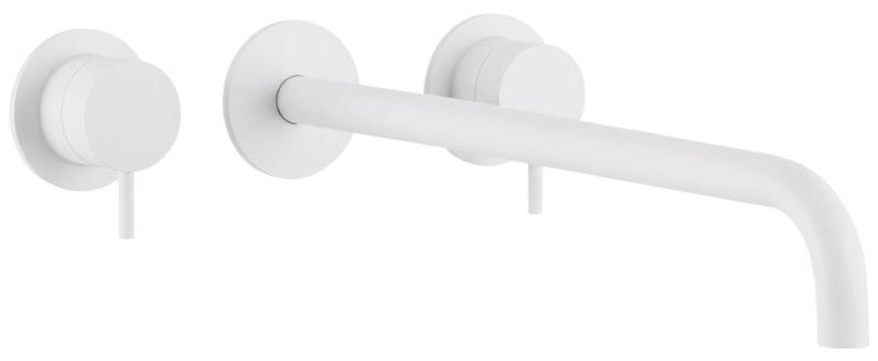 Waterevolution Flow 3-gats Inbouw Wastafelkraan Mat Wit met uitloop 25 cm T1163FBR-25
