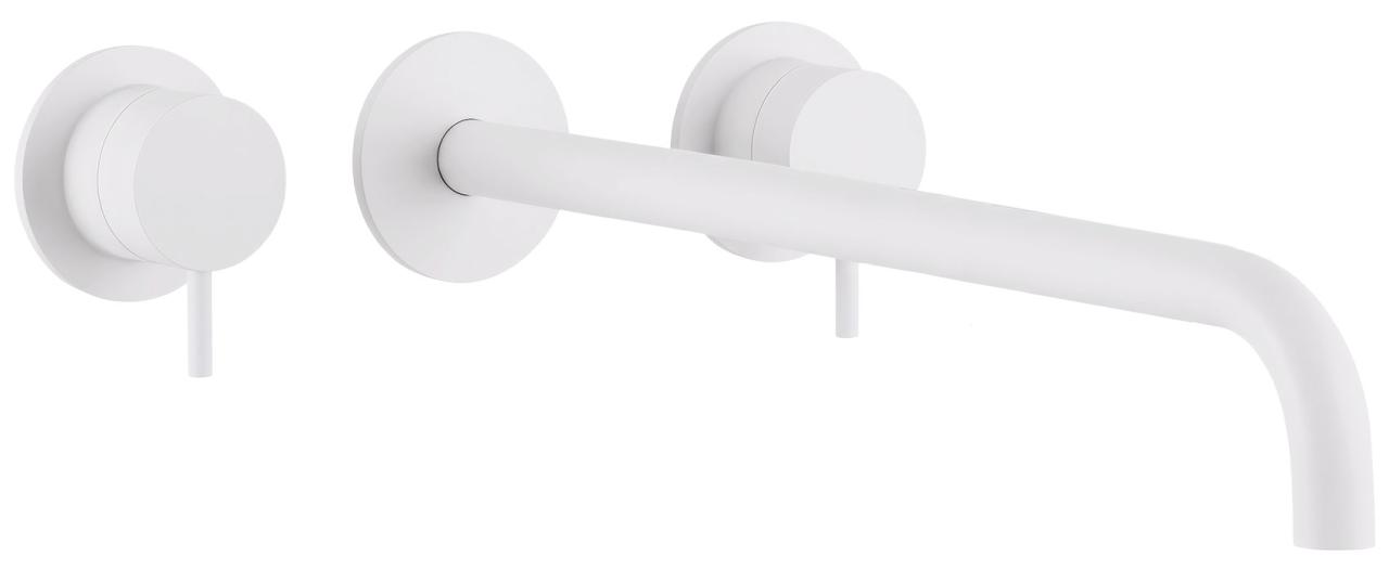 Waterevolution Flow 3-gats inbouw wastafelkraan mat wit met uitloop 25 T1163FBR-25