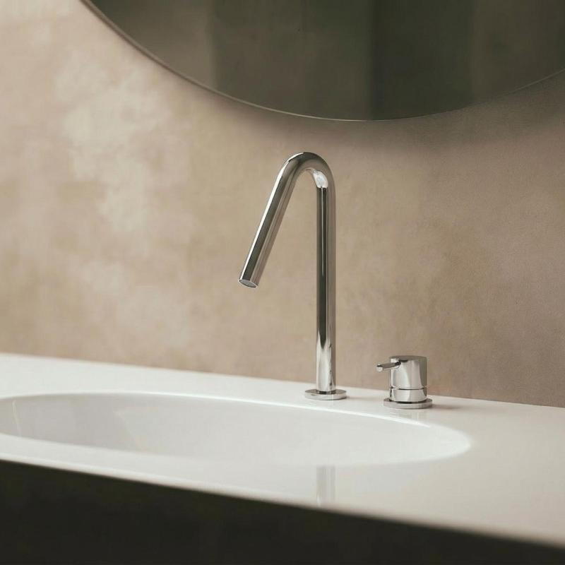 Waterevolution Flow Washbasin mixer with 2holes and automatic stop & go valve Chrome T112V01