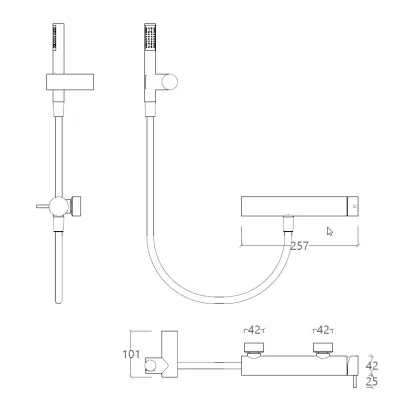 Waterevolution Flow douchemengkraan met douchegarnituur chroom T14001