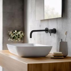 Waterevolution Flow inbouw wastafelkraan mat zwart met uitloop 21cm T116BPR-21