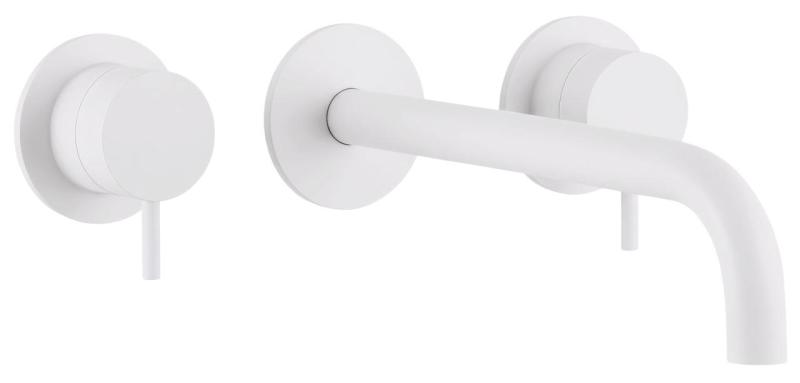 Waterevolution Flow 3-gats Inbouw Wastafelkraan Mat Wit met uitloop 15 cm T1163FBR-15