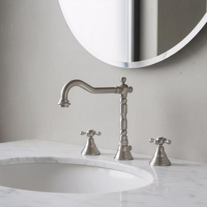 PB klassieke 3 gats wastafelkraan sterknoppen uitloop 18,5 cm RVS 1208854952