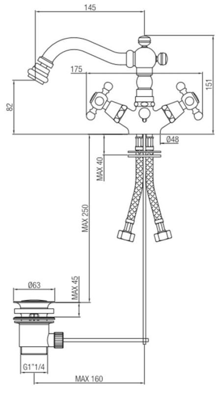 PB klassieke bidetkraan 145 mm uitloop Chroom 1208855012