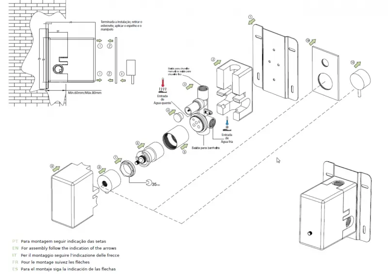 Waterevolution Flow inbouw doucheset met thermostaat regendouche en handdouche massief RVS 1208889792
