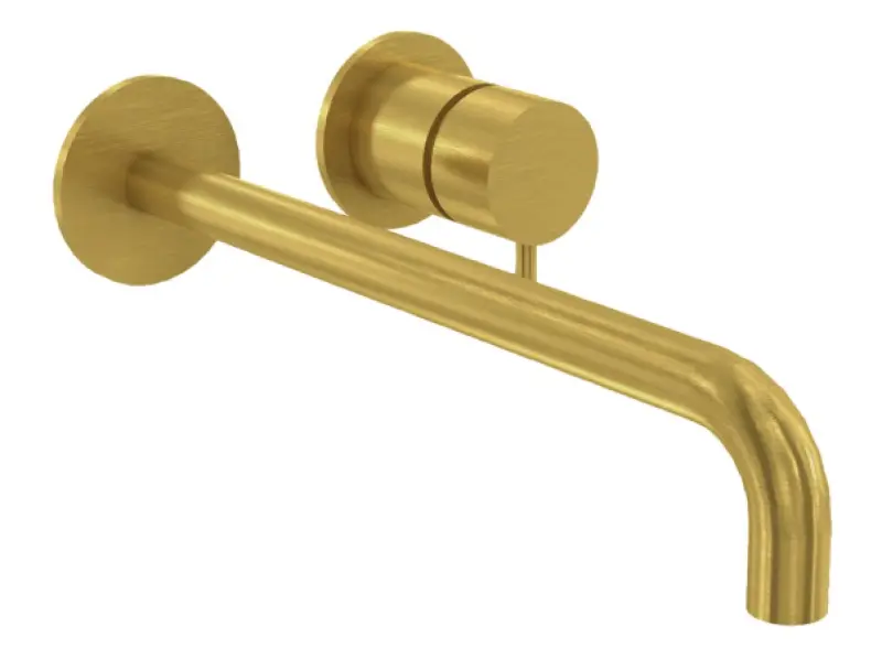 Waterevolution Flow inbouw wastafelkraan geborsteld messing met uitloop 21cm T116BLE-21