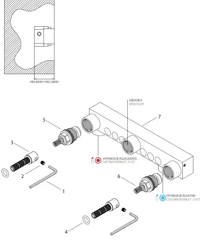 Waterevolution Cruz 3-Gats inbouw wastafelkraan uitloop 15cm mat zwart 1208916582