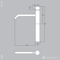 Waterevolution Flow wastafelkraan voor waskommen PVD gun metal T115GME