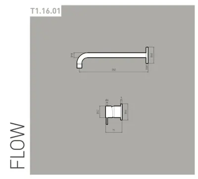 Waterevolution Flow Inbouw Wastafelkraan PVD Gun Metal met uitloop 21 cm T116BME-21
