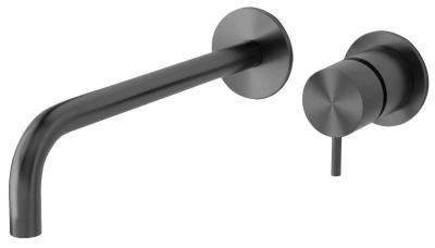 Waterevolution Flow Inbouw Wastafelkraan PVD Gun Metal met uitloop 25 cm T116BME-25