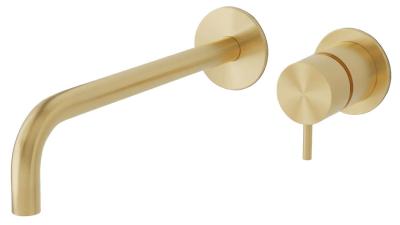 Waterevolution Flow Inbouw Wastafelkraan PVD Witte Goud met uitloop 25 cm T116WGE-25
