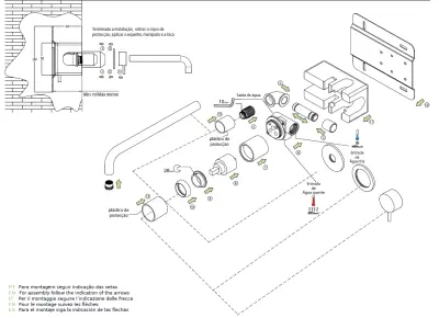 Waterevolution Flow Inbouw Wastafelkraan PVD Witte Goud met uitloop 25 cm T116WGE-25