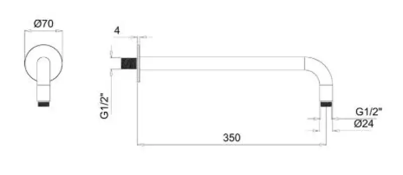 SB Rubinetterie Universale muur douche arm rond 35cm kleur chroom 1208946660