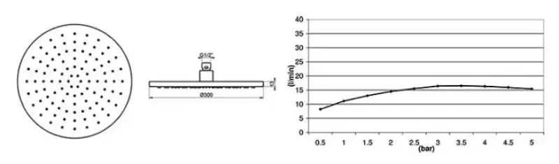 Waterevolution Flow hoofddouche 300mm met muuraansluiting RVS