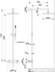 DEMM Shower douchecombinatie thermostaat met regendouche mat zwart 1208946968