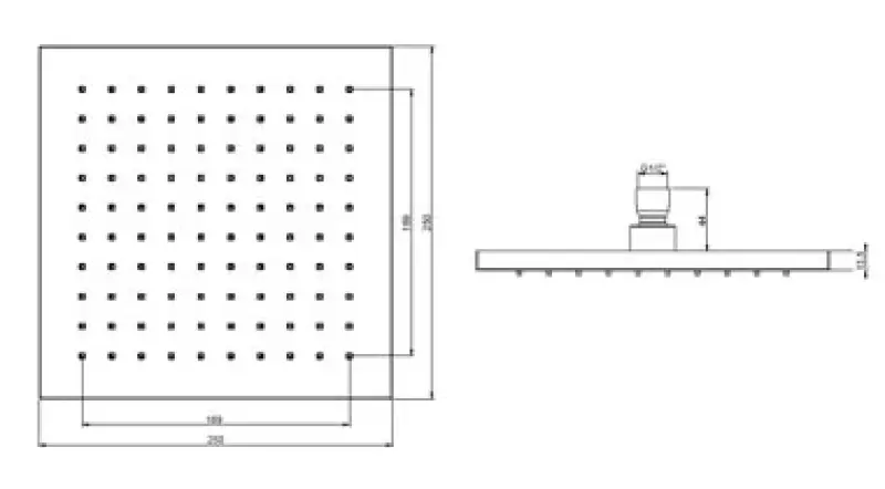 SB Rubinetterie Regendouche Eco Air waterbesparende vierkant regendouche mat zwart 25x25cm 1208947015