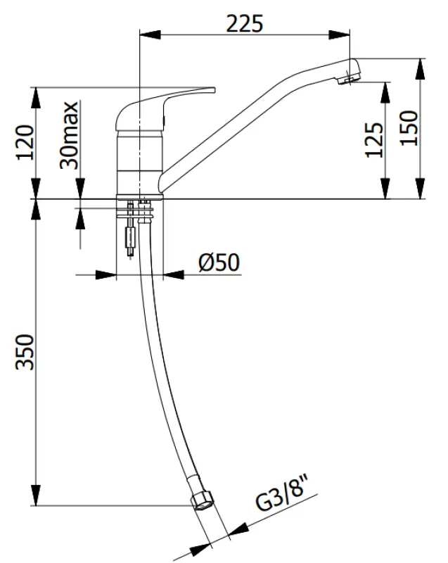 DEMM keukenkraan eenhendel met draaibare uitloop chroom 1208947358