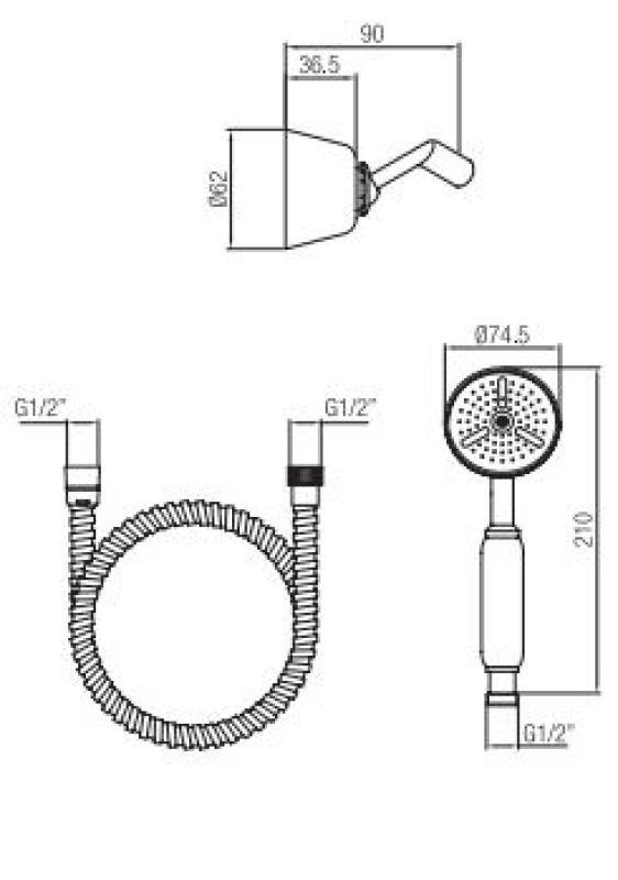 PB klassieke handdoucheset met ophanghaak brons 1208952420