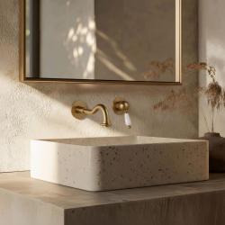 PB nostalgische inbouw wastafelmengkraan Vintage uitloop 21cm Brons