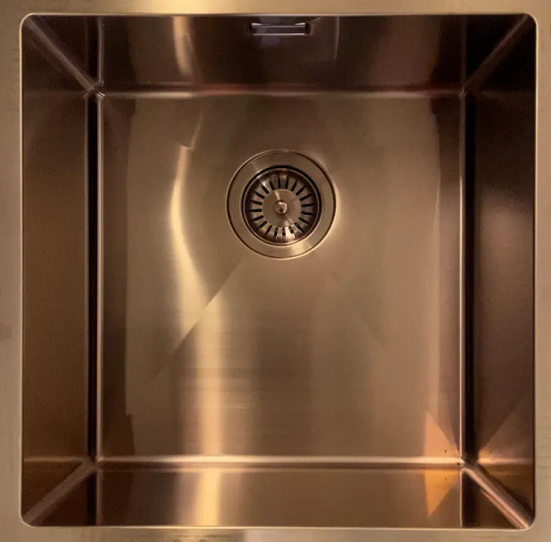 Ausmann Mosel RVS spoelbak koper kleur PVD Copper 40x40 onderbouw vlakbouw en opbouw 080969