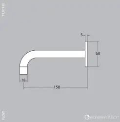 Waterevolution Flow baduitloop 15cm geborsteld messing T167115LE