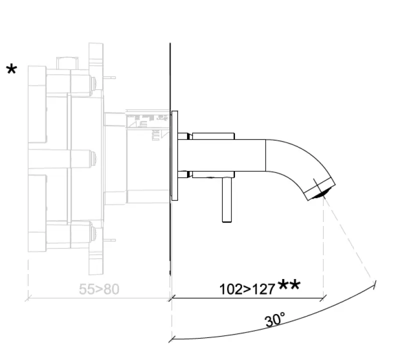 SB Round inbouw wastafelmengkraan geborsteld nickel 102mm