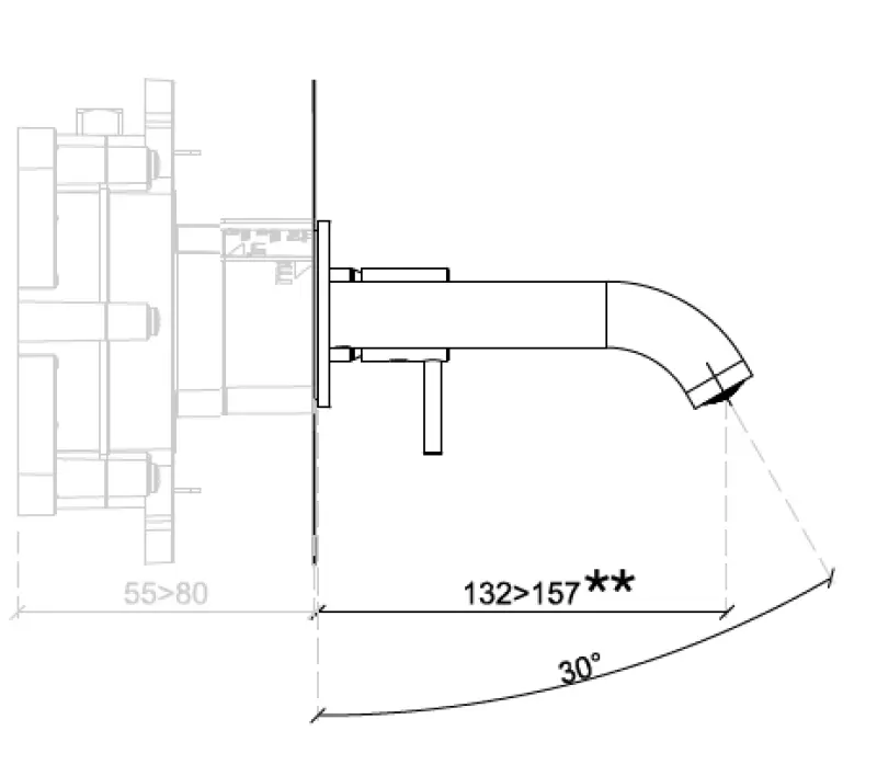 SB Round inbouw wastafelmengkraan geborsteld nickel 132mm