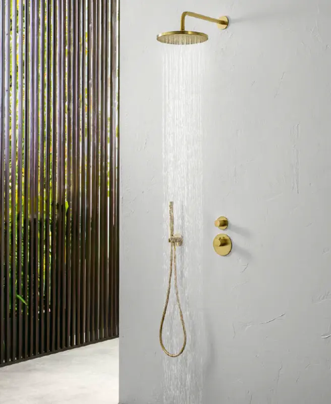 SB Rubinetterie 316 handdoucheset met slang en ophanghaak geborsteld messing PVD 1208953547