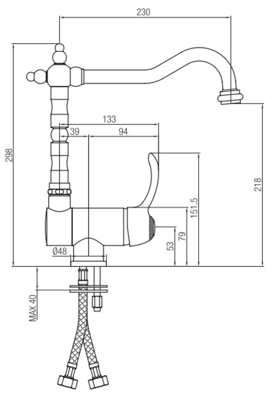 PB Vintage Nostalgische keukenkraan vensterkraan neerklapbaar chroom 1208953755