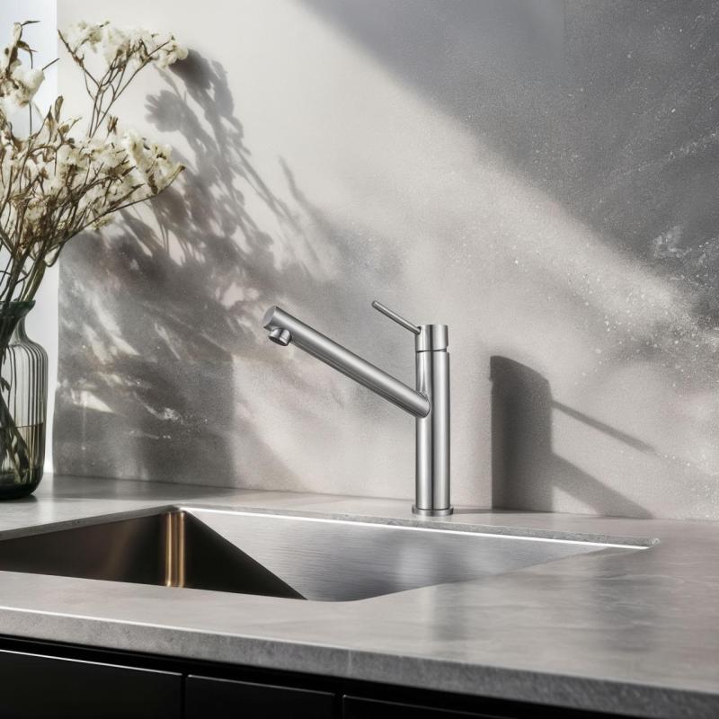 Franke Orbit massief rvs hoge Keukenkraan met draaibare uitloop inox 115.0600.928