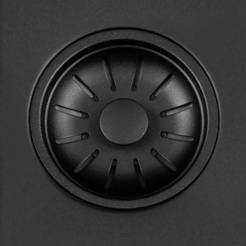 Lorreine 50BQ-FU zwarte Quartz spoelbak 50x40cm onderbouw vlakbouw zwart met zwarte korfplug 1208954002
