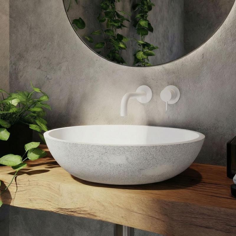 Waterevolution Flow built-in sink faucet white spout 10cm T116BBR-10