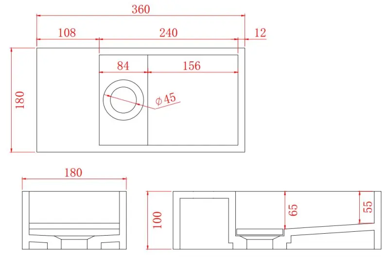 Solid-S Fontein solid surface mat zwart B36xD18xH10 cm met cover model links zonder kraangat 1208954157