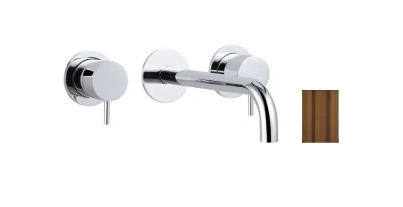 Waterevolution Flow 3-gats Inbouw Wastafelkraan PVD Koper met uitloop 15 cm T1163FCPE-15